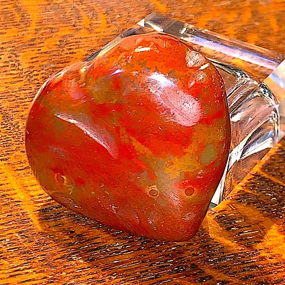 OCEAN JASPER HEART PUFFED NEW HEALING STONE - Picture 2 of 7